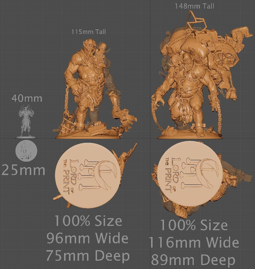 Sand Ettins, Rescale Miniatures | Dungeons and Dragons | Pathfinder | Table Top RPG | 3D Printed Model