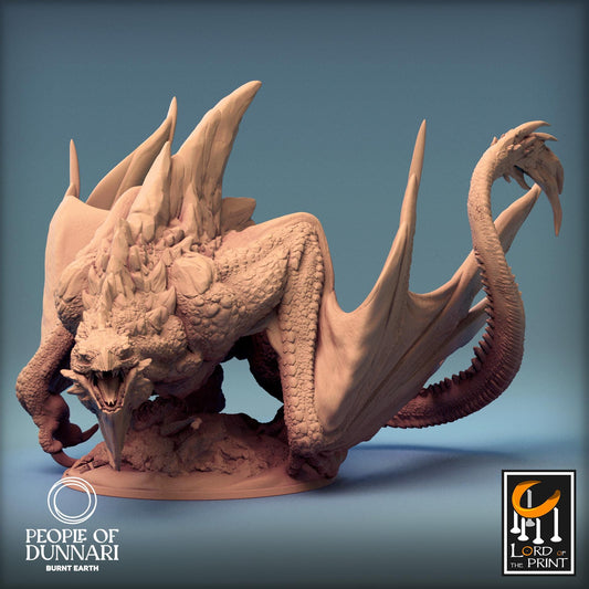 Sand Wyvern, Rescale Miniatures | Dungeons and Dragons | Pathfinder | Table Top RPG | 3D Printed Model