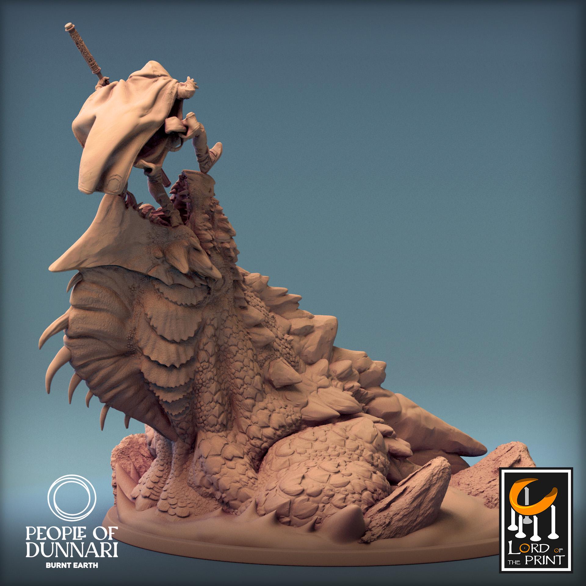 Sand Wyvern Dig, Statue, Rescale Miniatures | Dungeons and Dragons | Pathfinder | Table Top RPG | 3D Printed Model