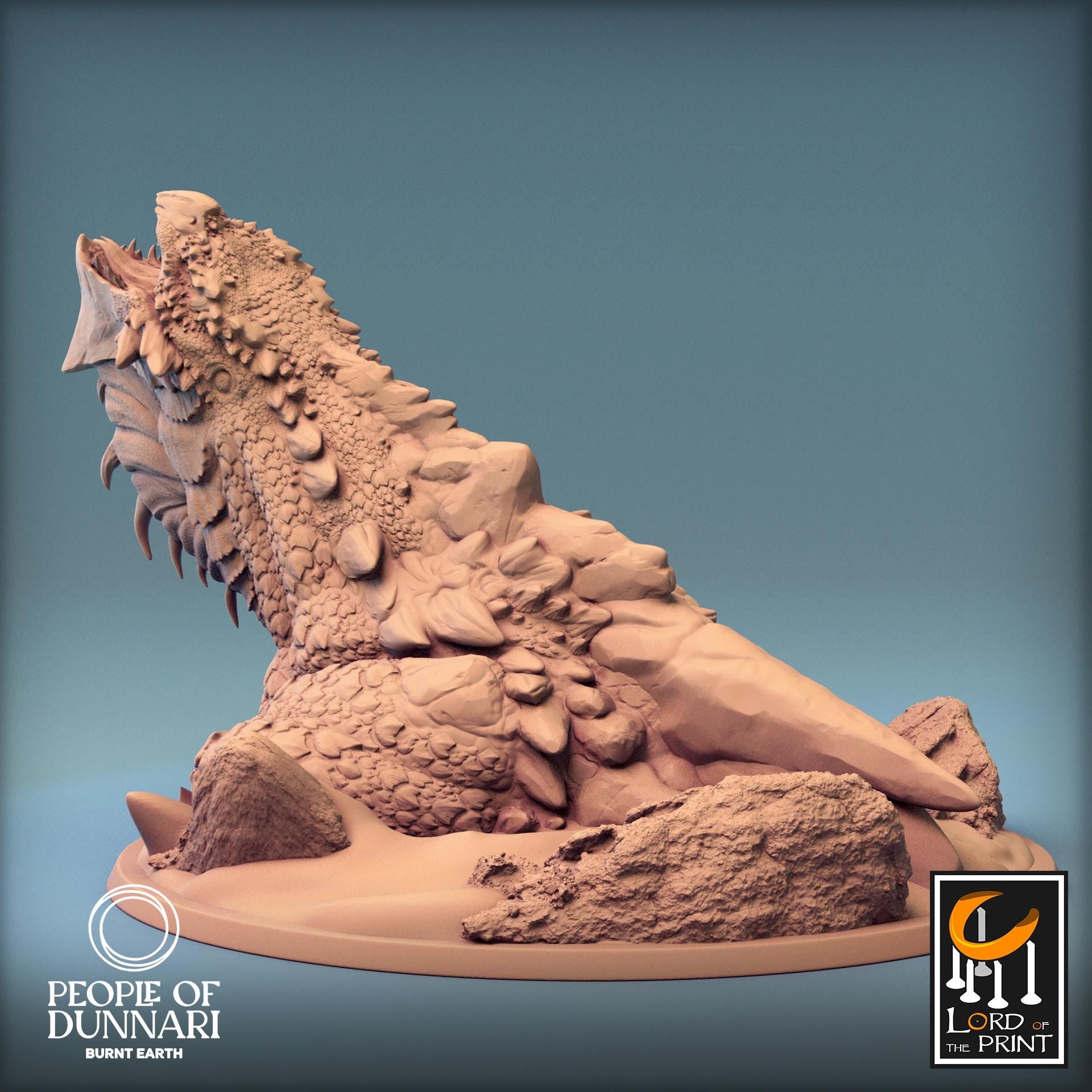 Sand Wyvern Dig, Statue, Rescale Miniatures | Dungeons and Dragons | Pathfinder | Table Top RPG | 3D Printed Model