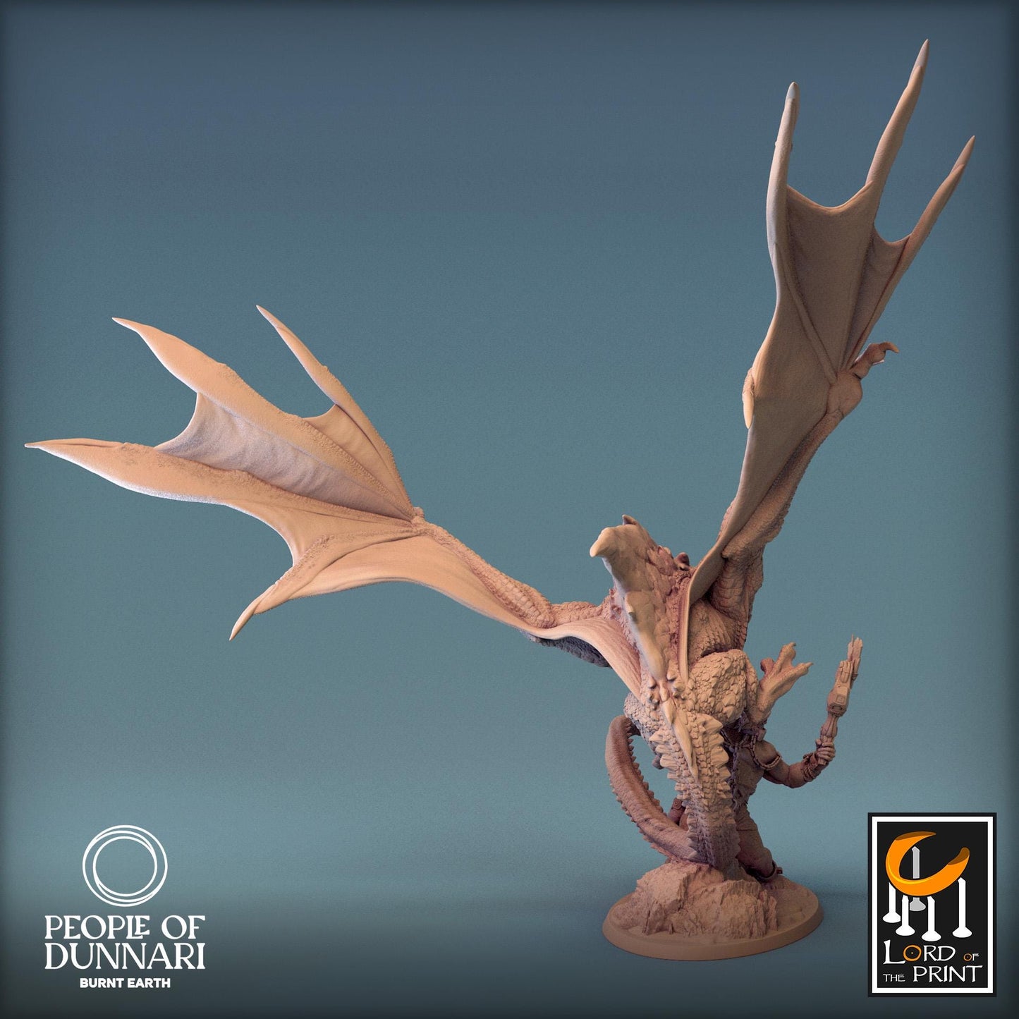 Sand Wyvern Fighting an Ettin, Rescale Miniatures | Dungeons and Dragons | Pathfinder | Table Top RPG | 3D Printed Model