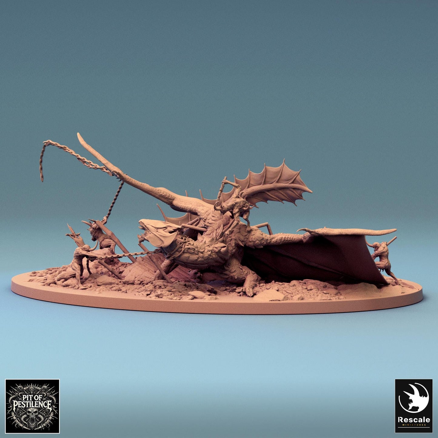 Brass Dragon Battle, Diorama, Rescale Miniatures | Dungeons and Dragons | Pathfinder | Table Top RPG | 3D Printed Model