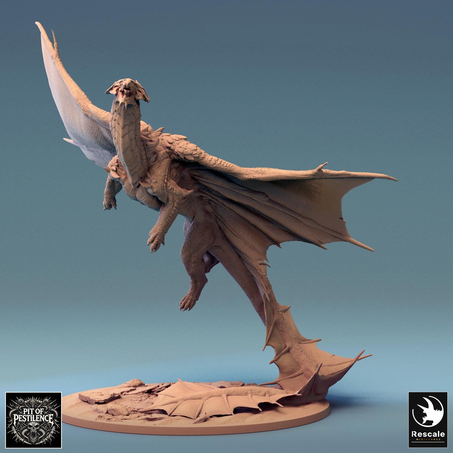 Brass Dragon, Takeoff, Rescale Miniatures | Dungeons and Dragons | Pathfinder | Table Top RPG | 3D Printed Model