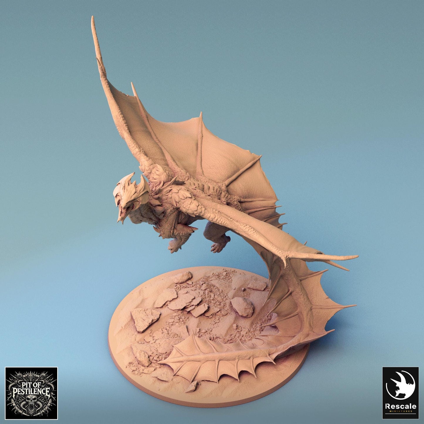 Brass Dragon, Takeoff, Rescale Miniatures | Dungeons and Dragons | Pathfinder | Table Top RPG | 3D Printed Model