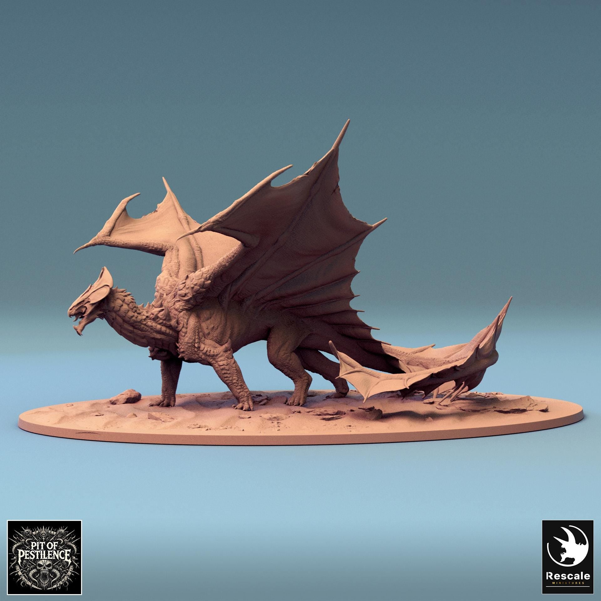 Brass Dragon, Walk, Rescale Miniatures | Dungeons and Dragons | Pathfinder | Table Top RPG | 3D Printed Model