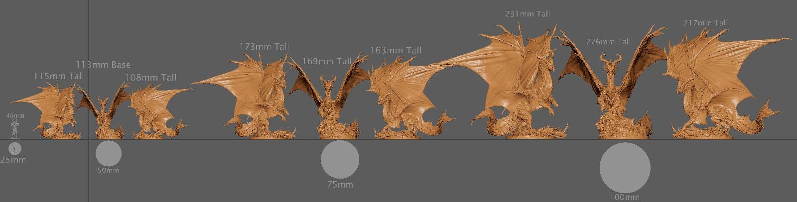 Legendary Bronze Dragon, Rescale Miniatures | Dungeons and Dragons | Pathfinder | Table Top RPG | 3D Printed Model