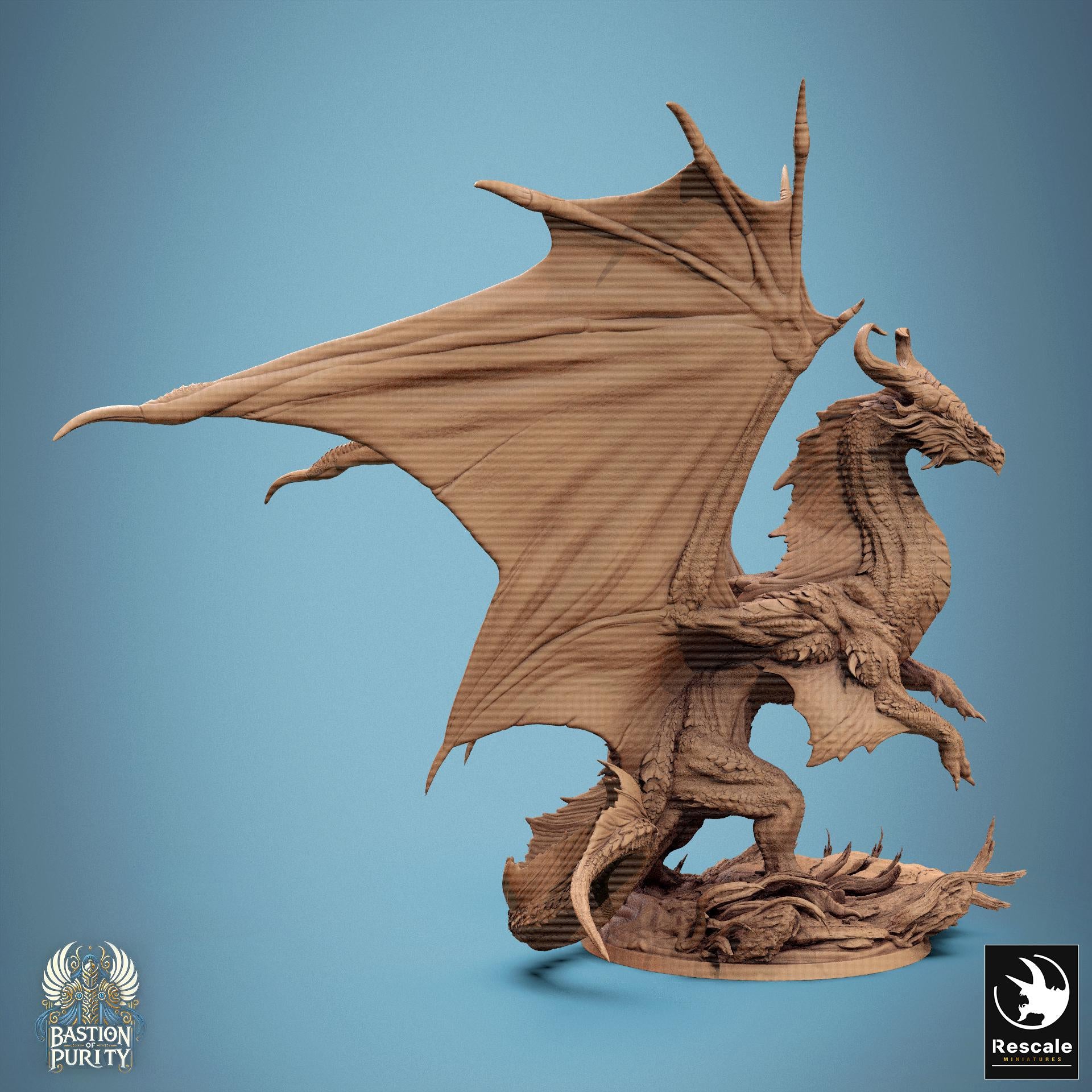 Legendary Bronze Dragon, Rescale Miniatures | Dungeons and Dragons | Pathfinder | Table Top RPG | 3D Printed Model