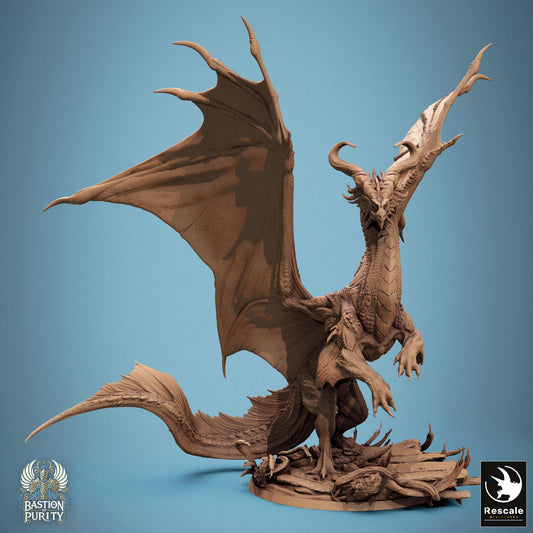 Legendary Bronze Dragon, Rescale Miniatures | Dungeons and Dragons | Pathfinder | Table Top RPG | 3D Printed Model