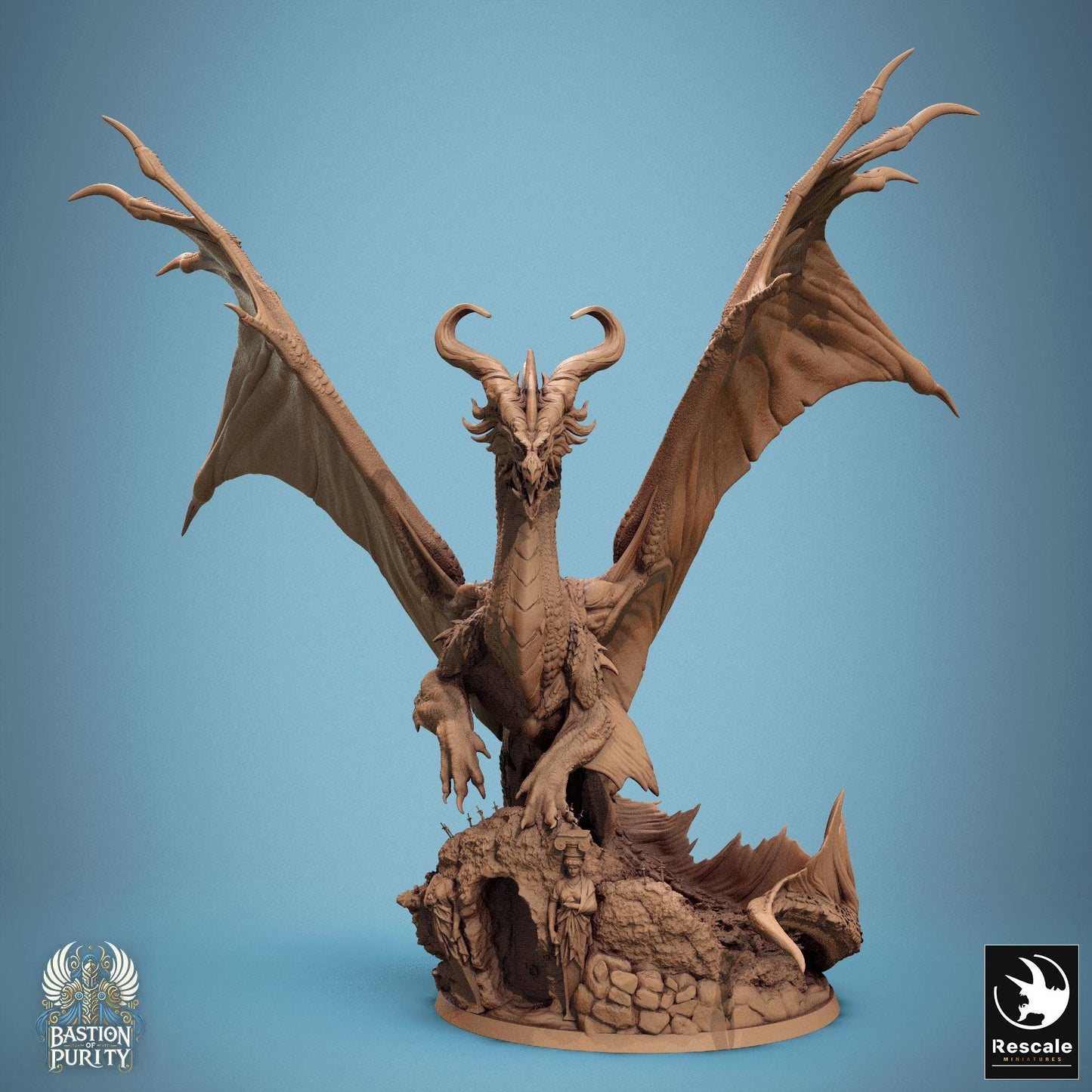 Legendary Bronze Dragon, Rescale Miniatures | Dungeons and Dragons | Pathfinder | Table Top RPG | 3D Printed Model