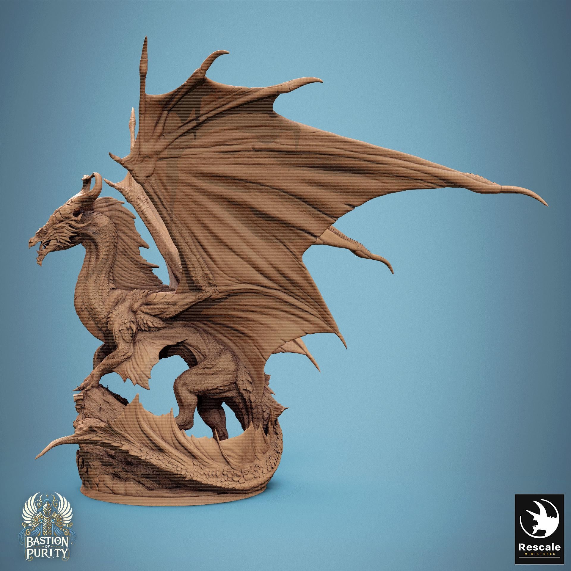 Legendary Bronze Dragon, Rescale Miniatures | Dungeons and Dragons | Pathfinder | Table Top RPG | 3D Printed Model