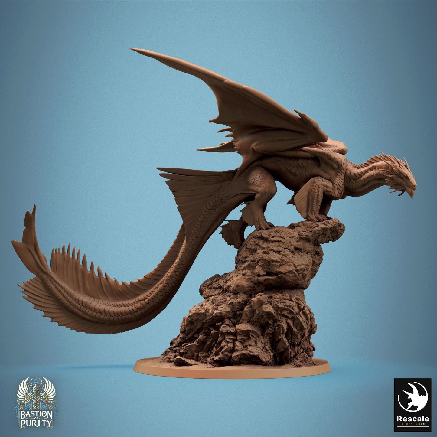 Lesser Bronze Dragon, Rescale Miniatures | Dungeons and Dragons | Pathfinder | Table Top RPG | 3D Printed Model
