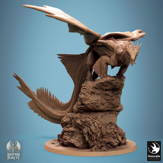 Lesser Bronze Dragon, Rescale Miniatures | Dungeons and Dragons | Pathfinder | Table Top RPG | 3D Printed Model