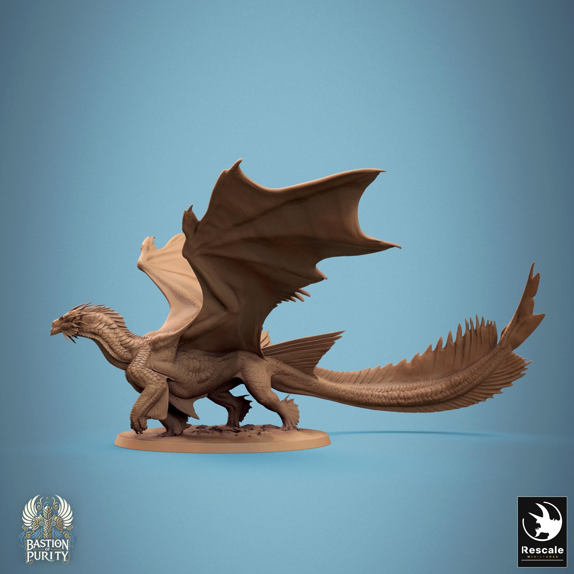 Lesser Bronze Dragon, Rescale Miniatures | Dungeons and Dragons | Pathfinder | Table Top RPG | 3D Printed Model