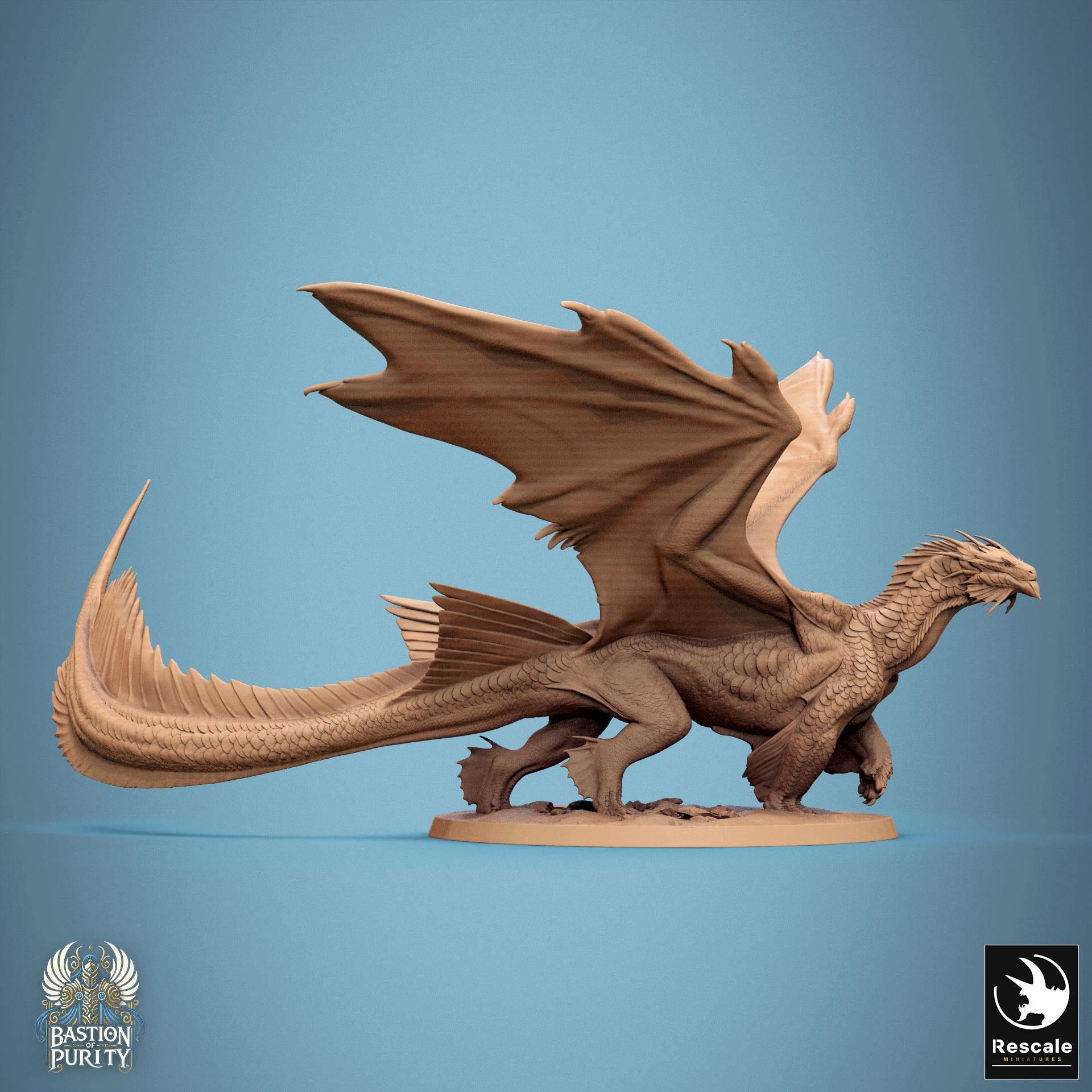 Lesser Bronze Dragon, Rescale Miniatures | Dungeons and Dragons | Pathfinder | Table Top RPG | 3D Printed Model