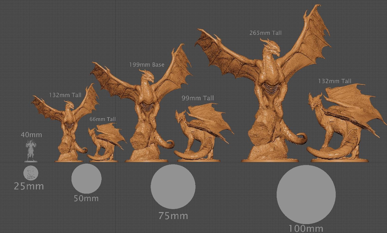 Copper Dragon, Rescale Miniatures | Dungeons and Dragons | Pathfinder | Table Top RPG | 3D Printed Model