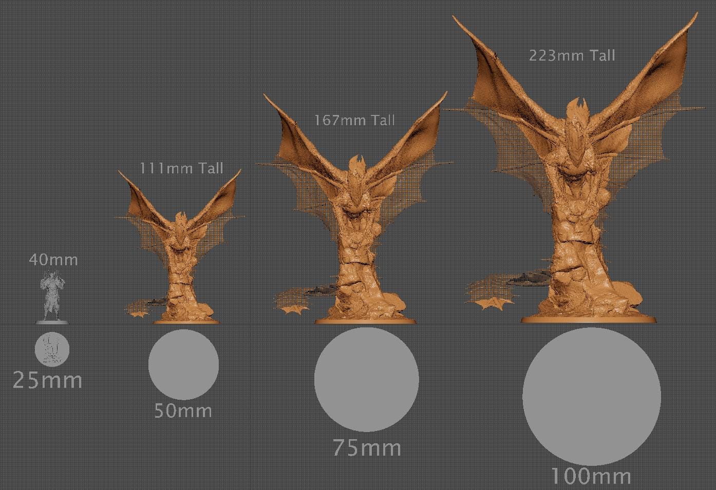 Brass Dragon, Perched, Rescale Miniatures | Dungeons and Dragons | Pathfinder | Table Top RPG | 3D Printed Model