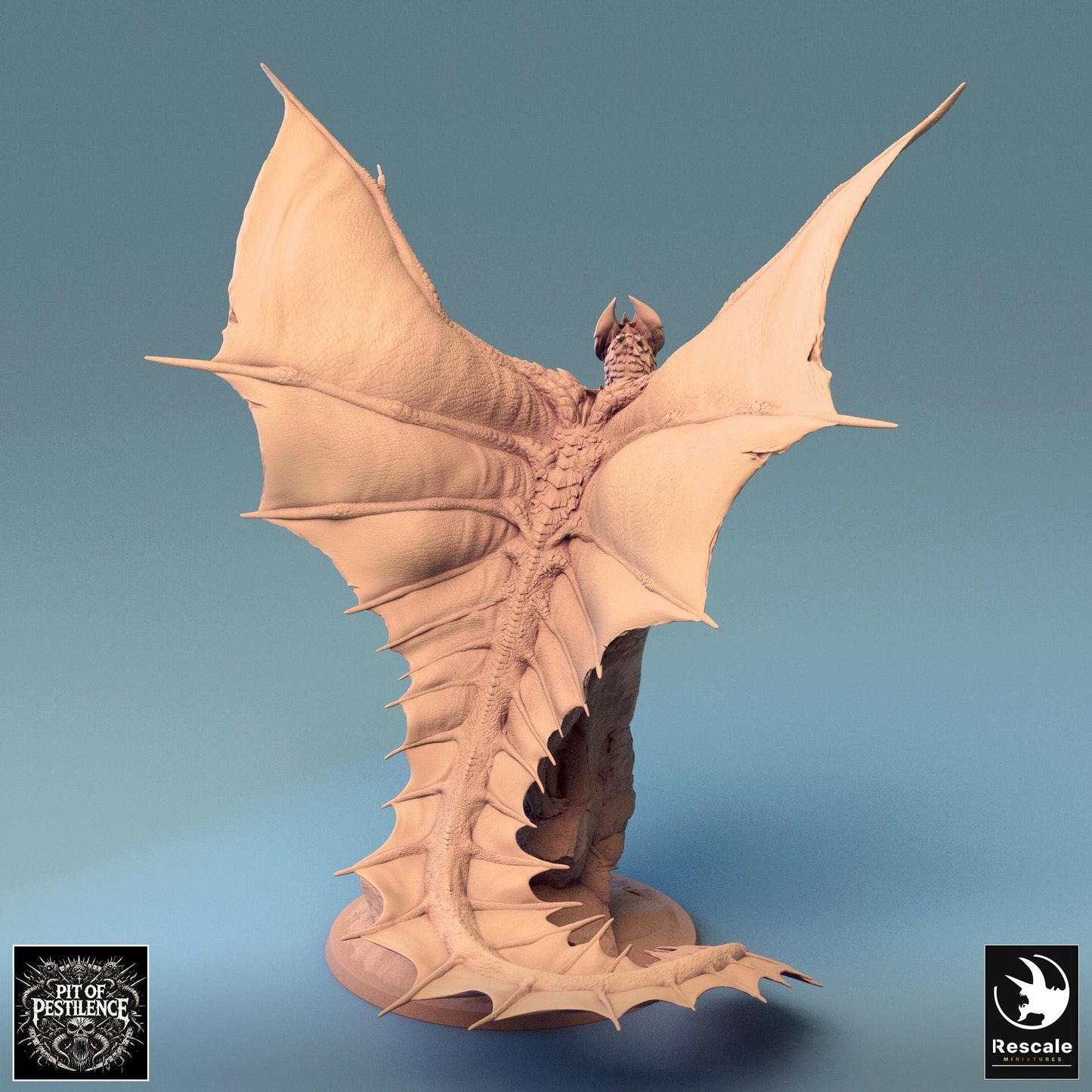 Brass Dragon, Perched, Rescale Miniatures | Dungeons and Dragons | Pathfinder | Table Top RPG | 3D Printed Model