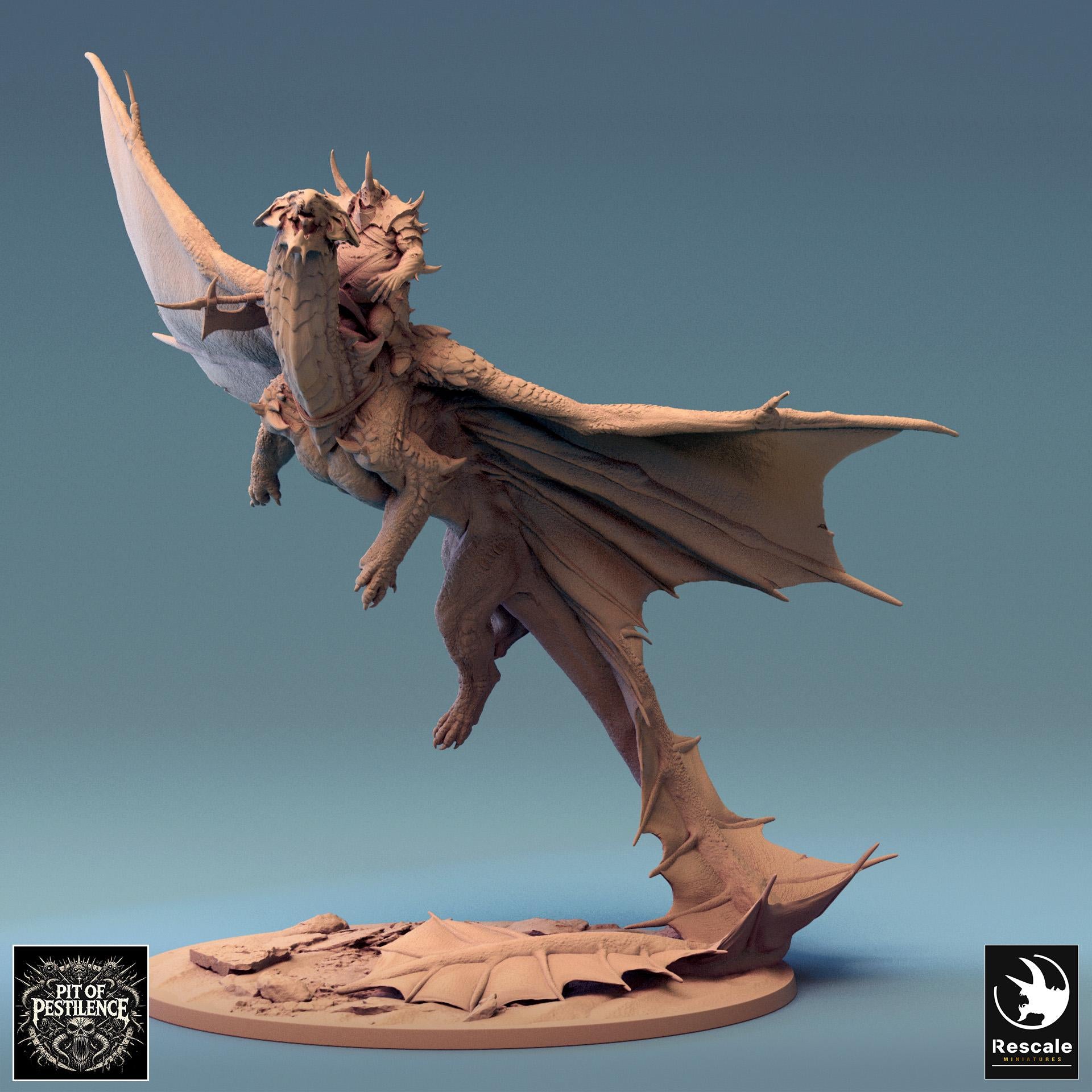 Brass Dragon, Takeoff, Rescale Miniatures | Dungeons and Dragons | Pathfinder | Table Top RPG | 3D Printed Model