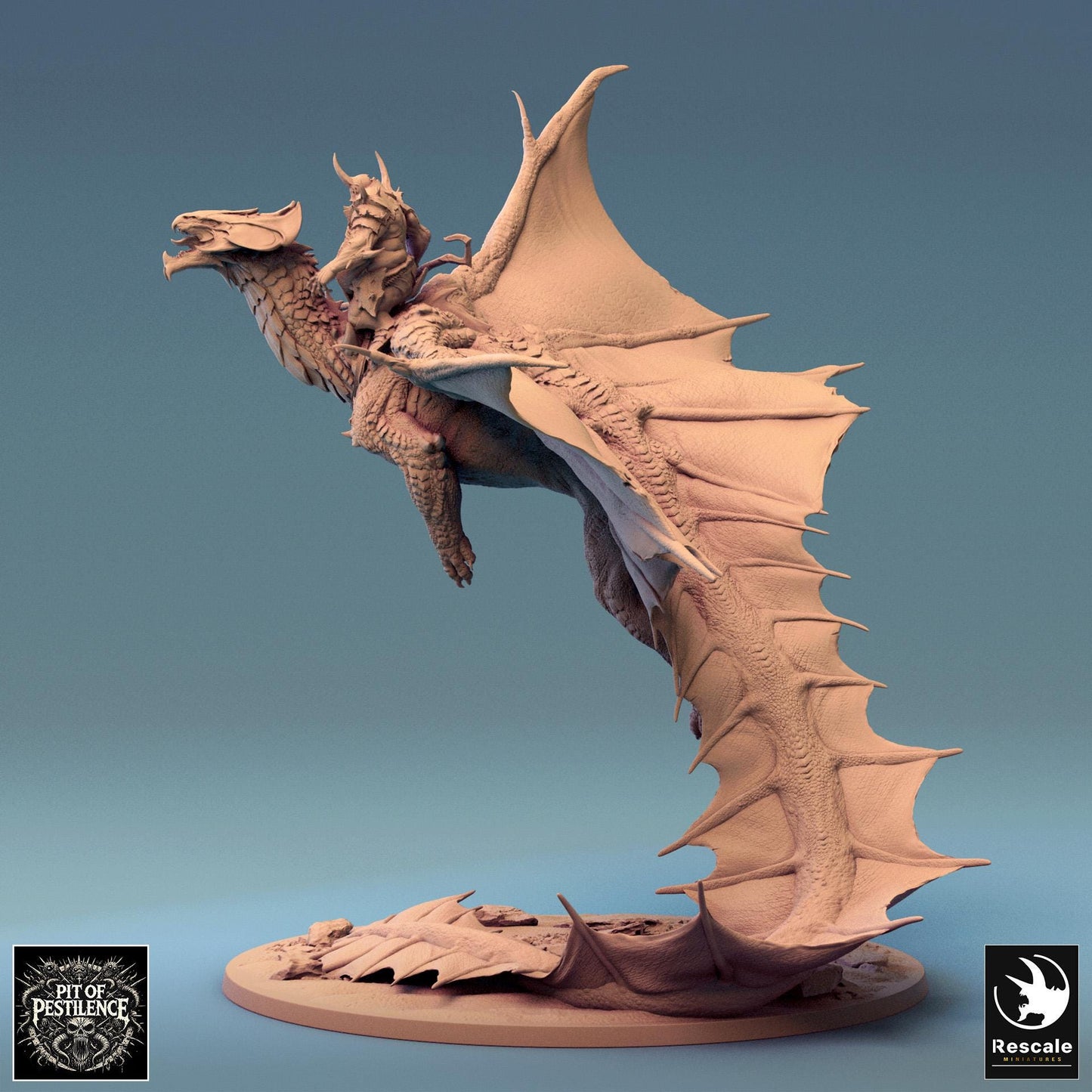 Brass Dragon, Takeoff, Rescale Miniatures | Dungeons and Dragons | Pathfinder | Table Top RPG | 3D Printed Model