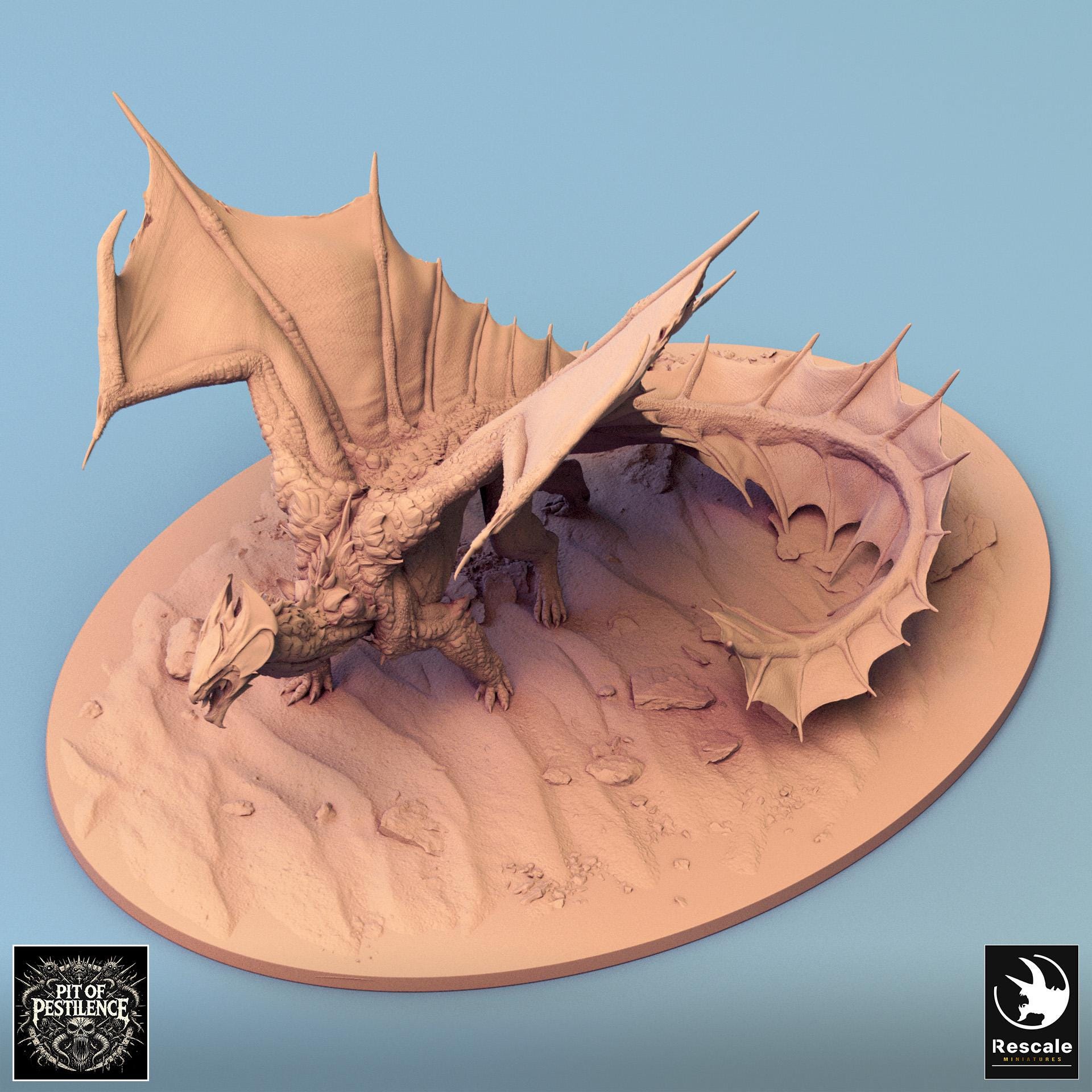 Brass Dragon, Walk, Rescale Miniatures | Dungeons and Dragons | Pathfinder | Table Top RPG | 3D Printed Model