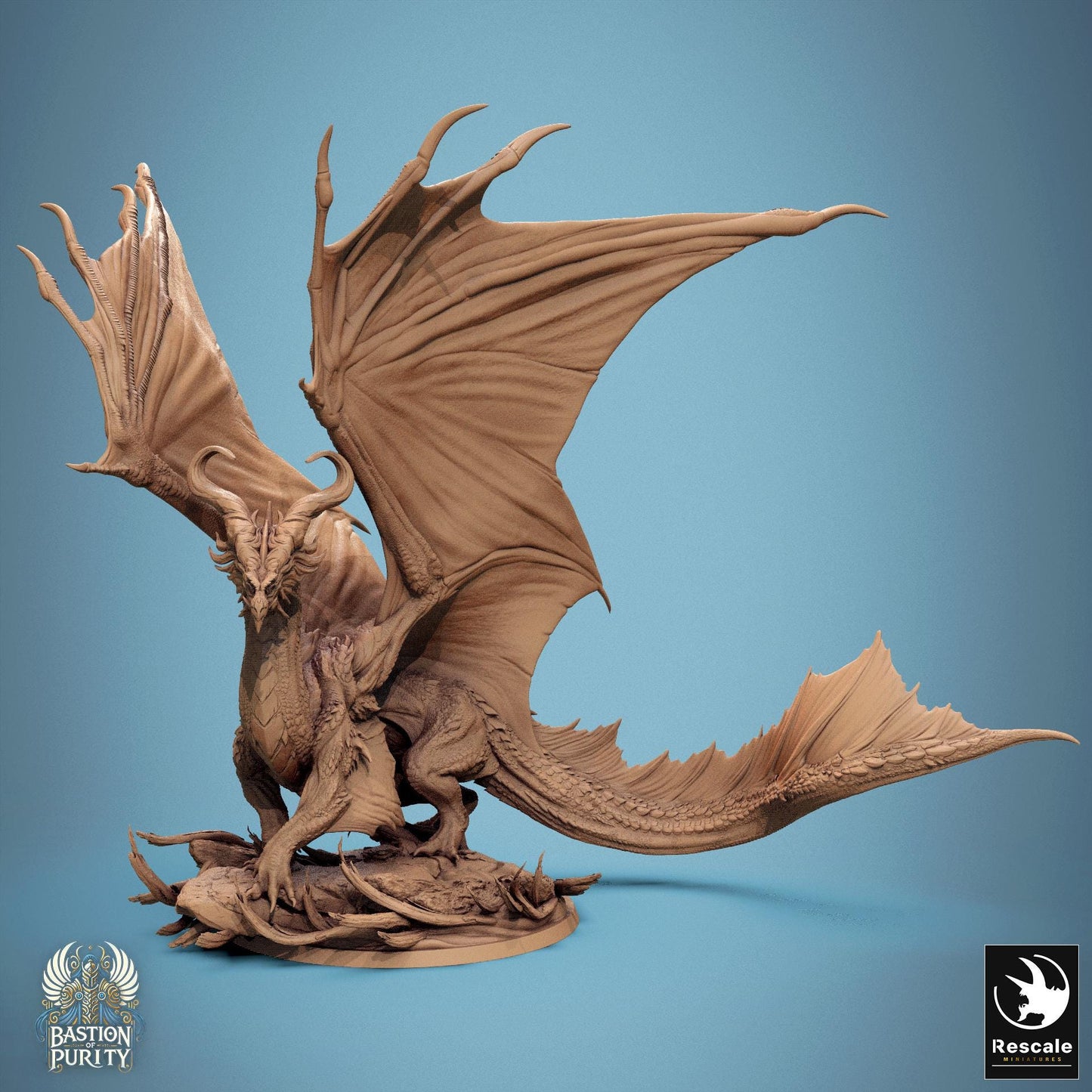 Legendary Bronze Dragon, Rescale Miniatures | Dungeons and Dragons | Pathfinder | Table Top RPG | 3D Printed Model