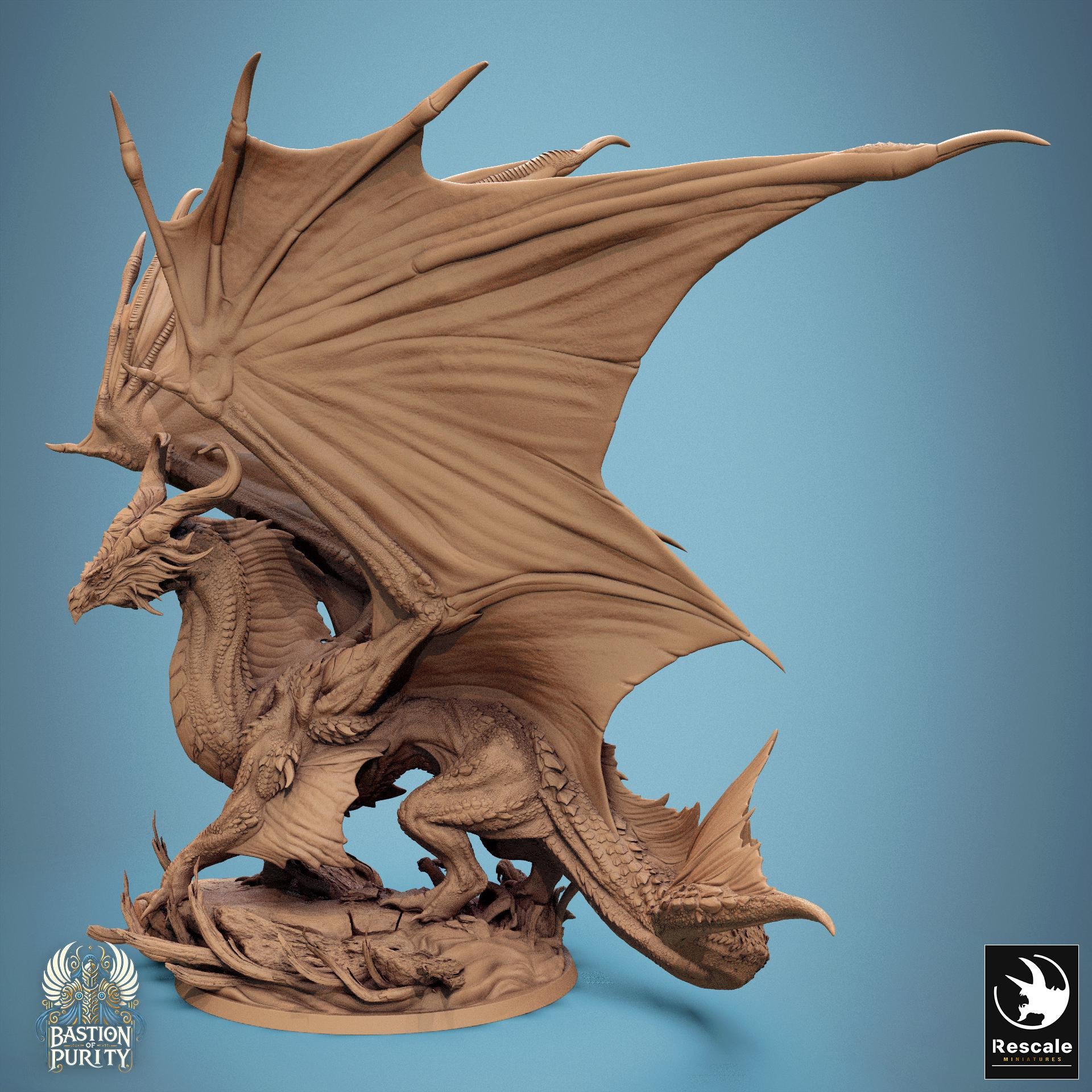 Legendary Bronze Dragon, Rescale Miniatures | Dungeons and Dragons | Pathfinder | Table Top RPG | 3D Printed Model