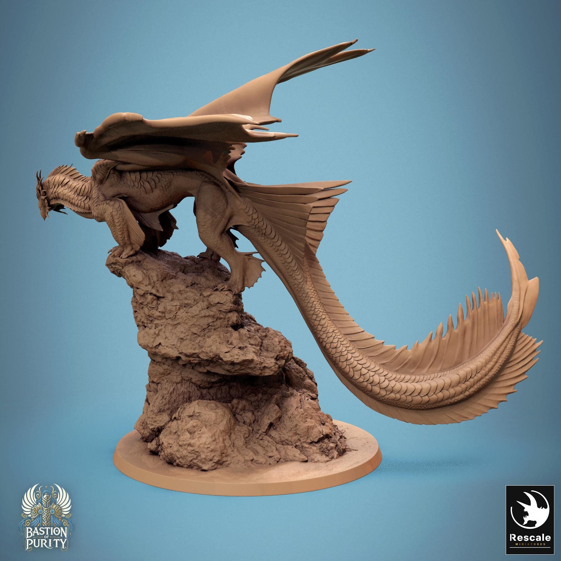 Lesser Bronze Dragon, Rescale Miniatures | Dungeons and Dragons | Pathfinder | Table Top RPG | 3D Printed Model