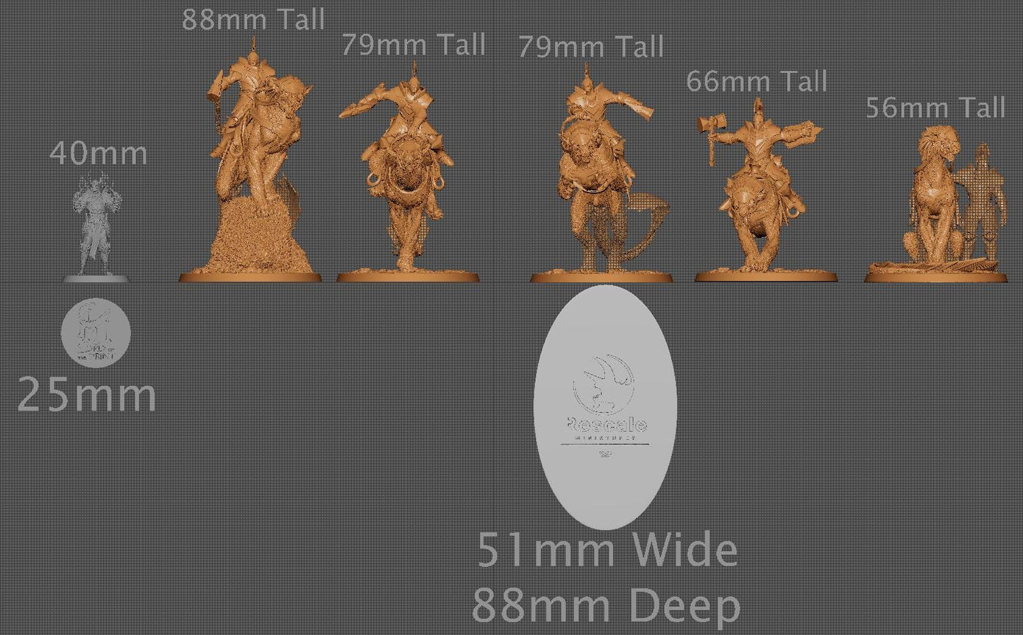 Panthera Riders, Pack 1, Rescale Miniatures | Dungeons and Dragons | Pathfinder | Table Top RPG | 3D Printed Model