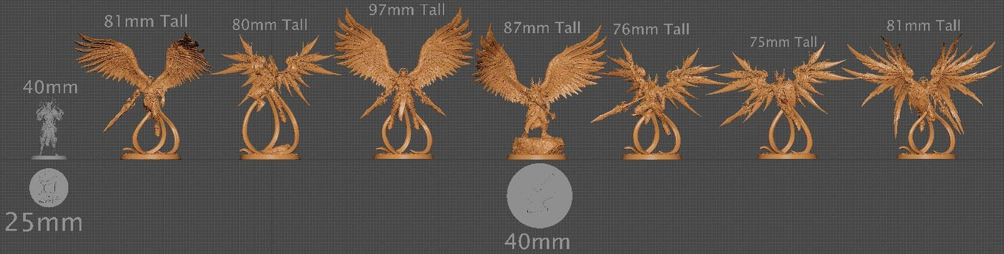 The Skyblades, Angels, Rescale Miniatures | Dungeons and Dragons | Pathfinder | Table Top RPG | 3D Printed Model