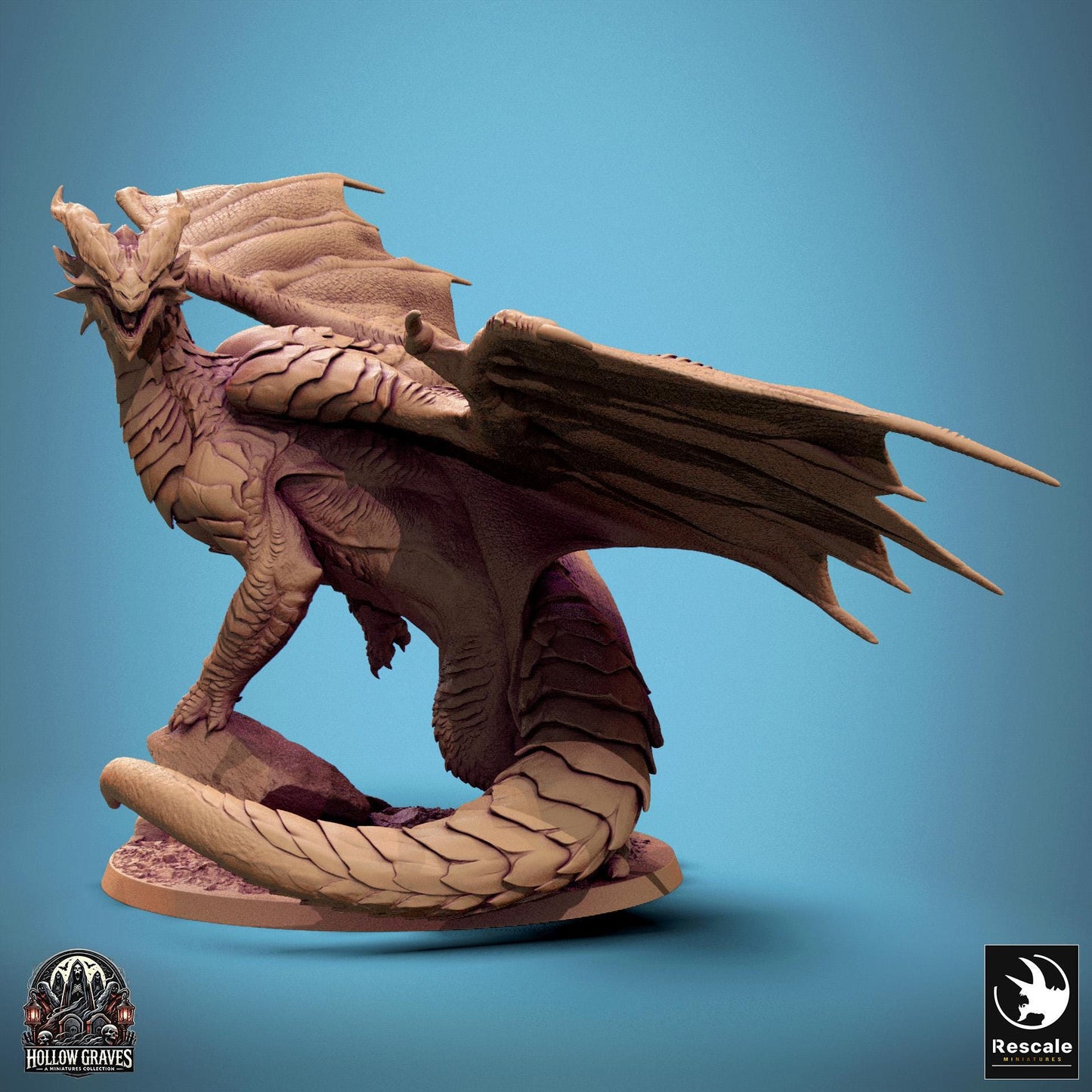 Copper Dragon, Rescale Miniatures | Dungeons and Dragons | Pathfinder | Table Top RPG | 3D Printed Model