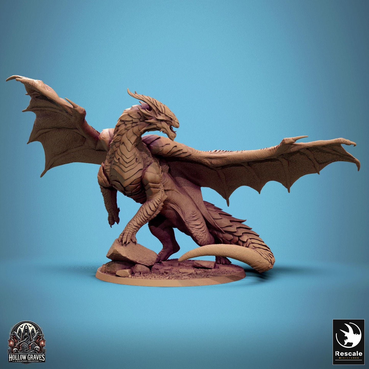 Copper Dragon, Rescale Miniatures | Dungeons and Dragons | Pathfinder | Table Top RPG | 3D Printed Model