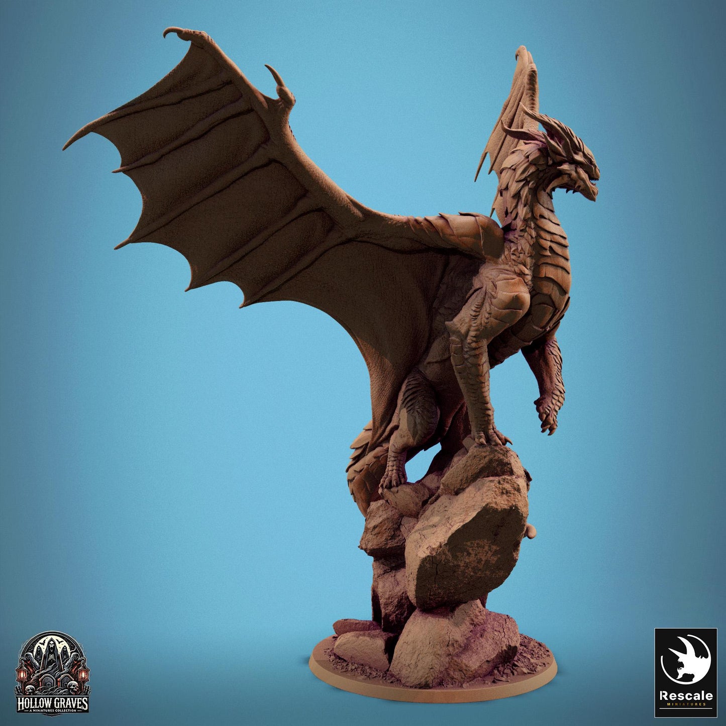 Copper Dragon, Rescale Miniatures | Dungeons and Dragons | Pathfinder | Table Top RPG | 3D Printed Model