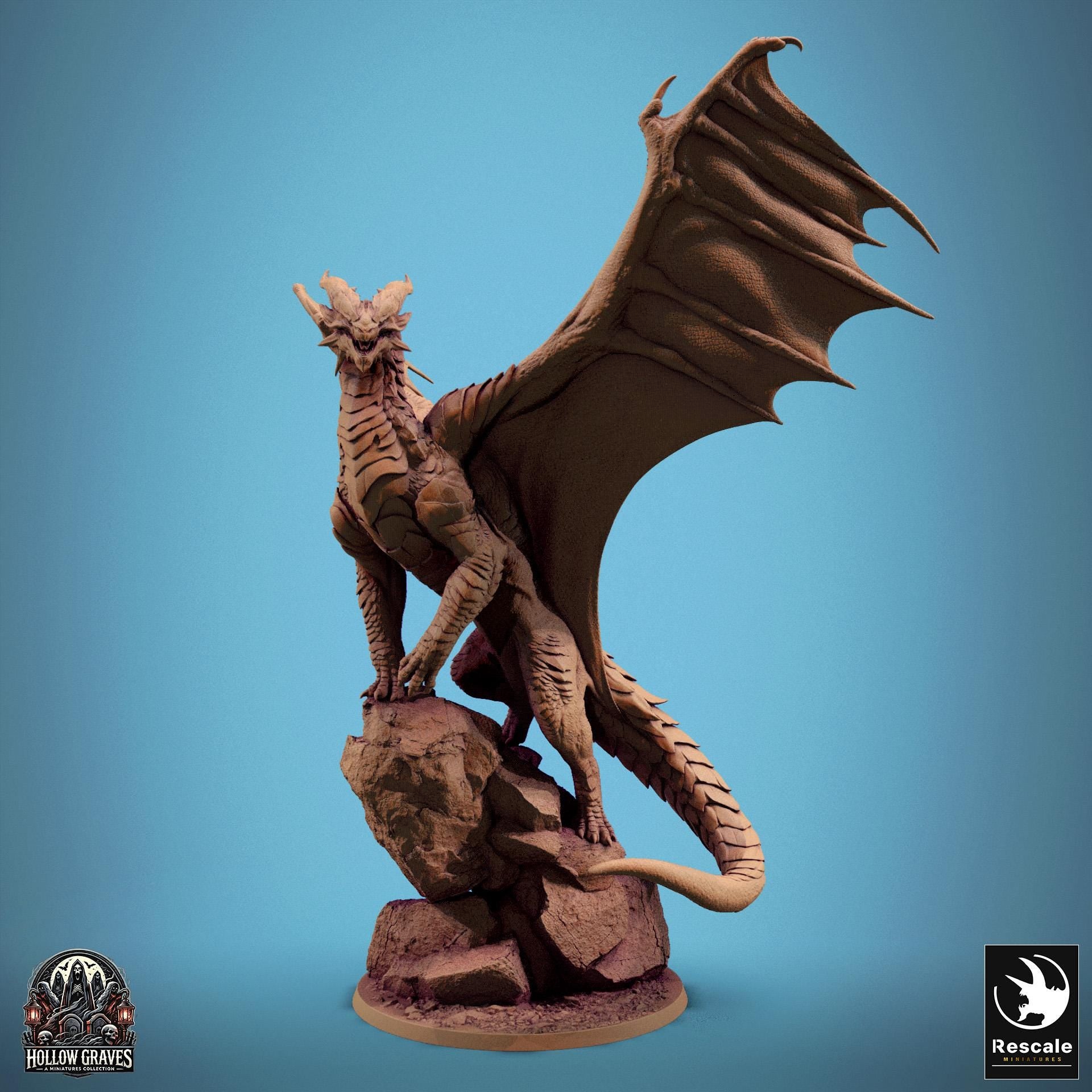 Copper Dragon, Rescale Miniatures | Dungeons and Dragons | Pathfinder | Table Top RPG | 3D Printed Model