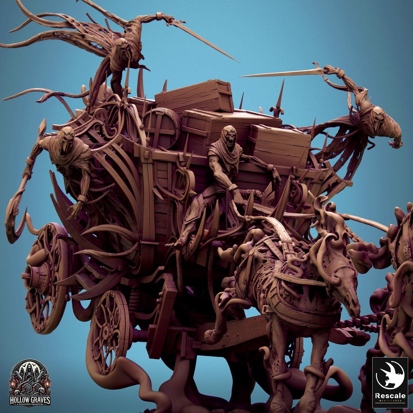 Wraith Wagon, Rescale Miniatures | Dungeons and Dragons | Pathfinder | Table Top RPG | 3D Printed Model