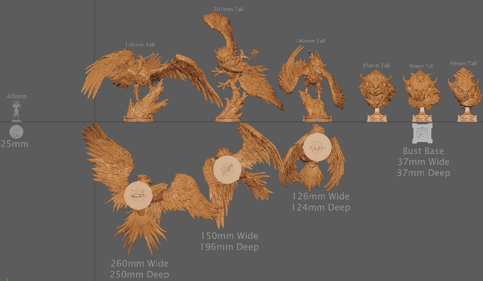 Wingsworn Acolytes, Witchsong Miniatures | Dungeons and Dragons | Pathfinder | Table Top RPG | 3D Printed Model