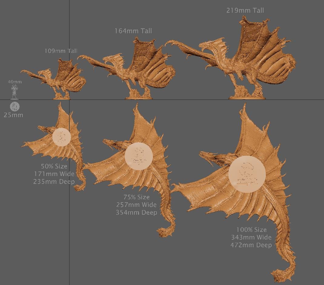 Legendary Gold Dragon, Flying, Lord of the Print | Dungeons and Dragons | Pathfinder | Table Top RPG | 3D Printed Model