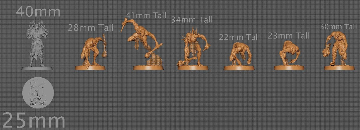 Ghouls, Pack 2, Lord of the Print | Dungeons and Dragons | Pathfinder | Table Top RPG | 3D Printed Model