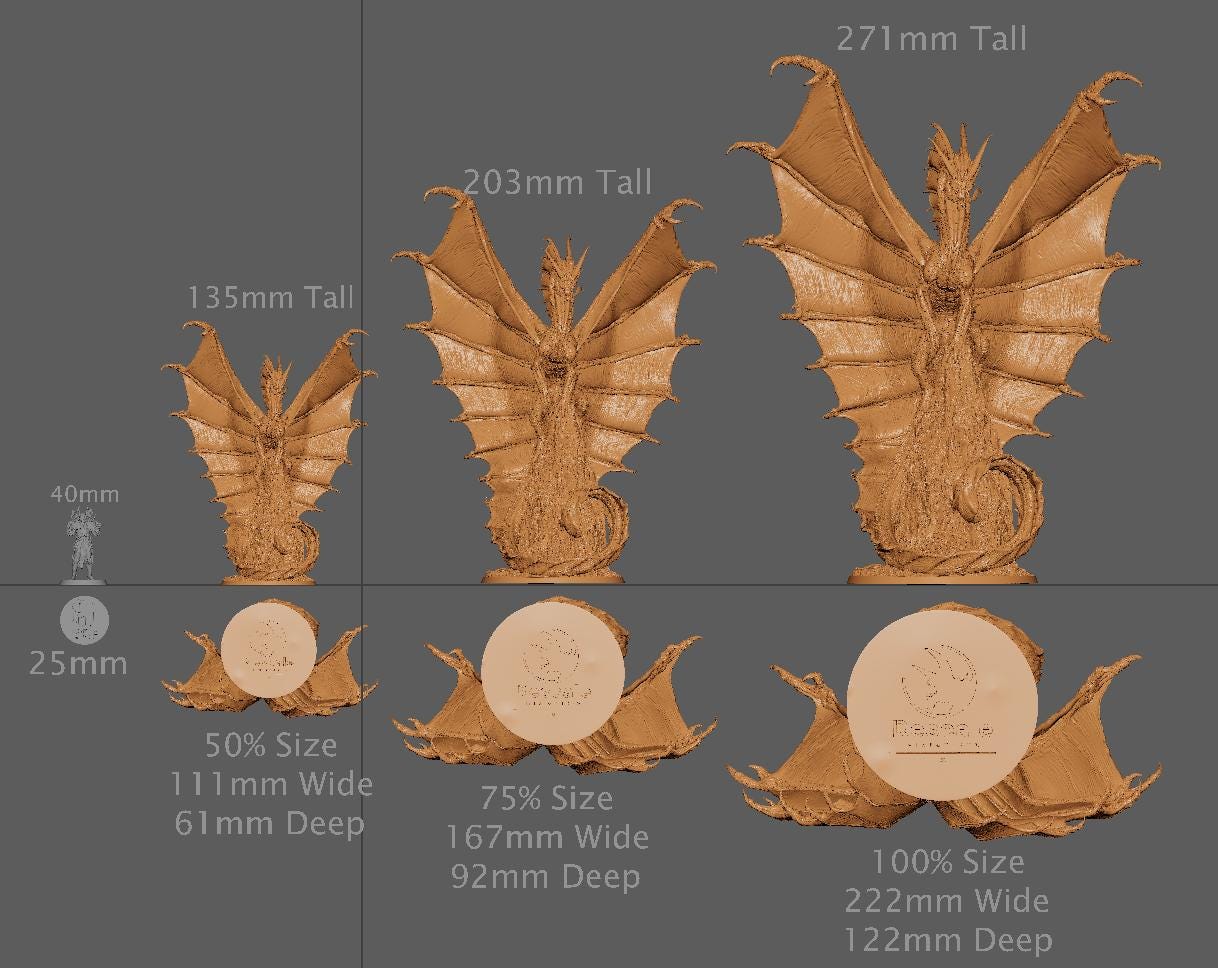 Legendary Gold Dragon, Prestige, Lord of the Print | Dungeons and Dragons | Pathfinder | Table Top RPG | 3D Printed Model