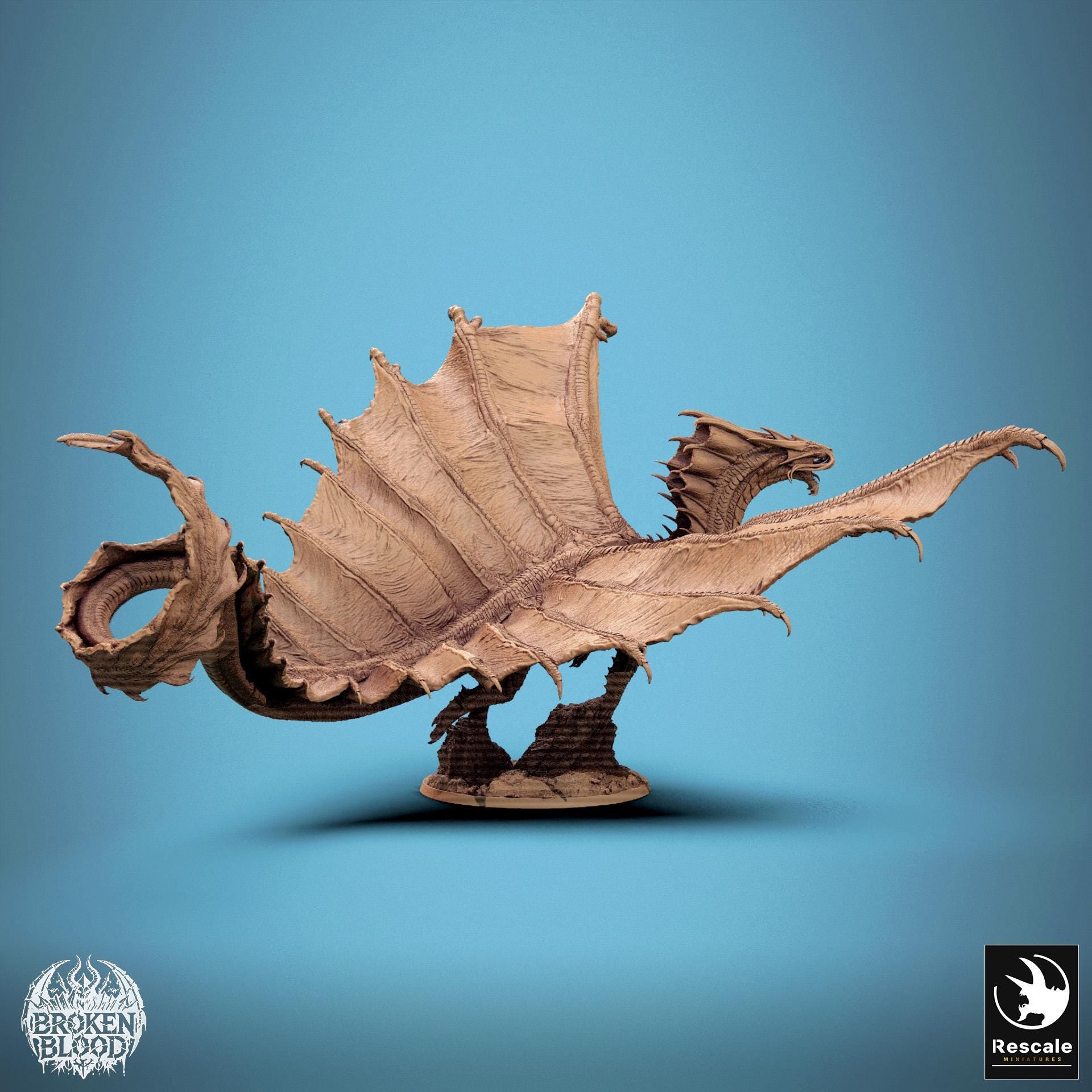 Legendary Gold Dragon, Flying, Lord of the Print | Dungeons and Dragons | Pathfinder | Table Top RPG | 3D Printed Model