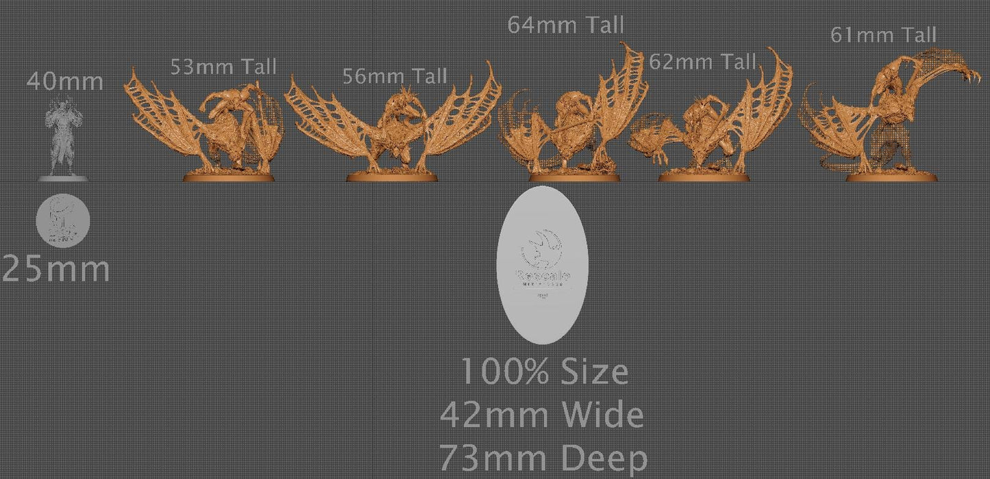 Great Vampire Bat Riders, Apex Dragon, Lord of the Print | Dungeons and Dragons | Pathfinder | Table Top RPG | 3D Printed Model
