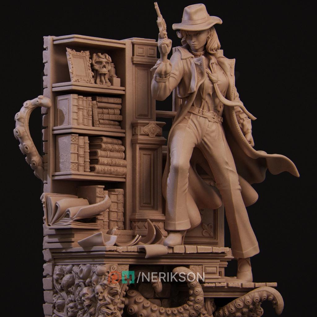 Laura the Deep Detective, Statue, Powerful NPC, Ernest Nemirovsky | Dungeons and Dragons | Pathfinder | Table Top RPG | 3D Printed Model