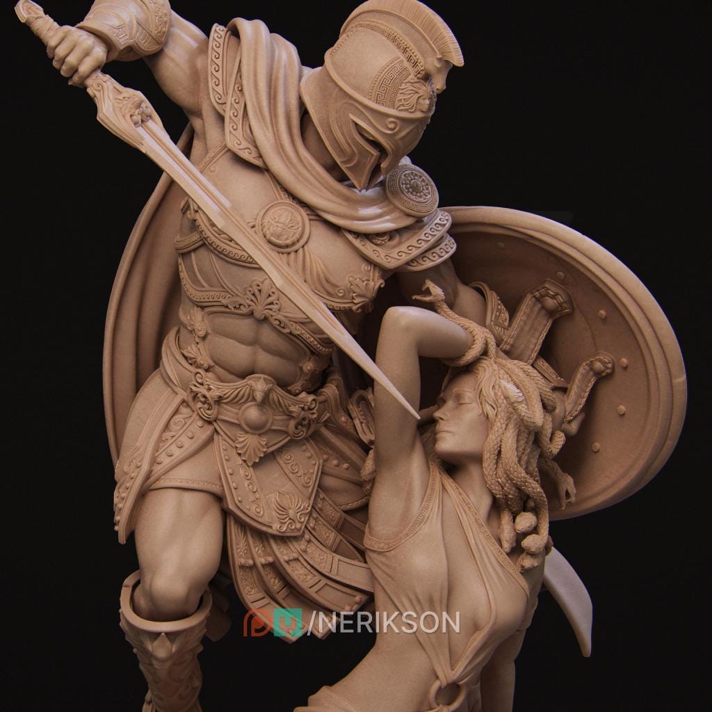 Perseus and Medusa, Statue, Powerful NPC, Ernest Nemirovsky | Dungeons and Dragons | Pathfinder | Table Top RPG | 3D Printed Model