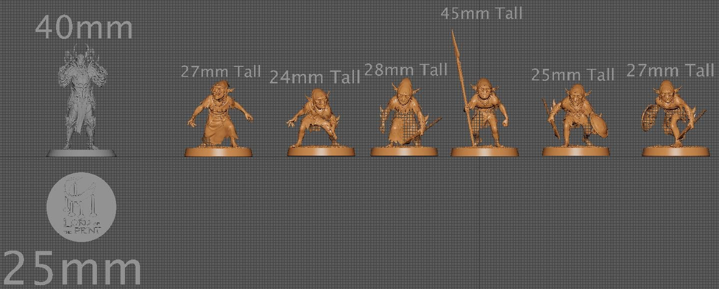 The Goblins, Pack 3, Lord of the Print | Dungeons and Dragons | Pathfinder | Table Top RPG | 3D Printed Model