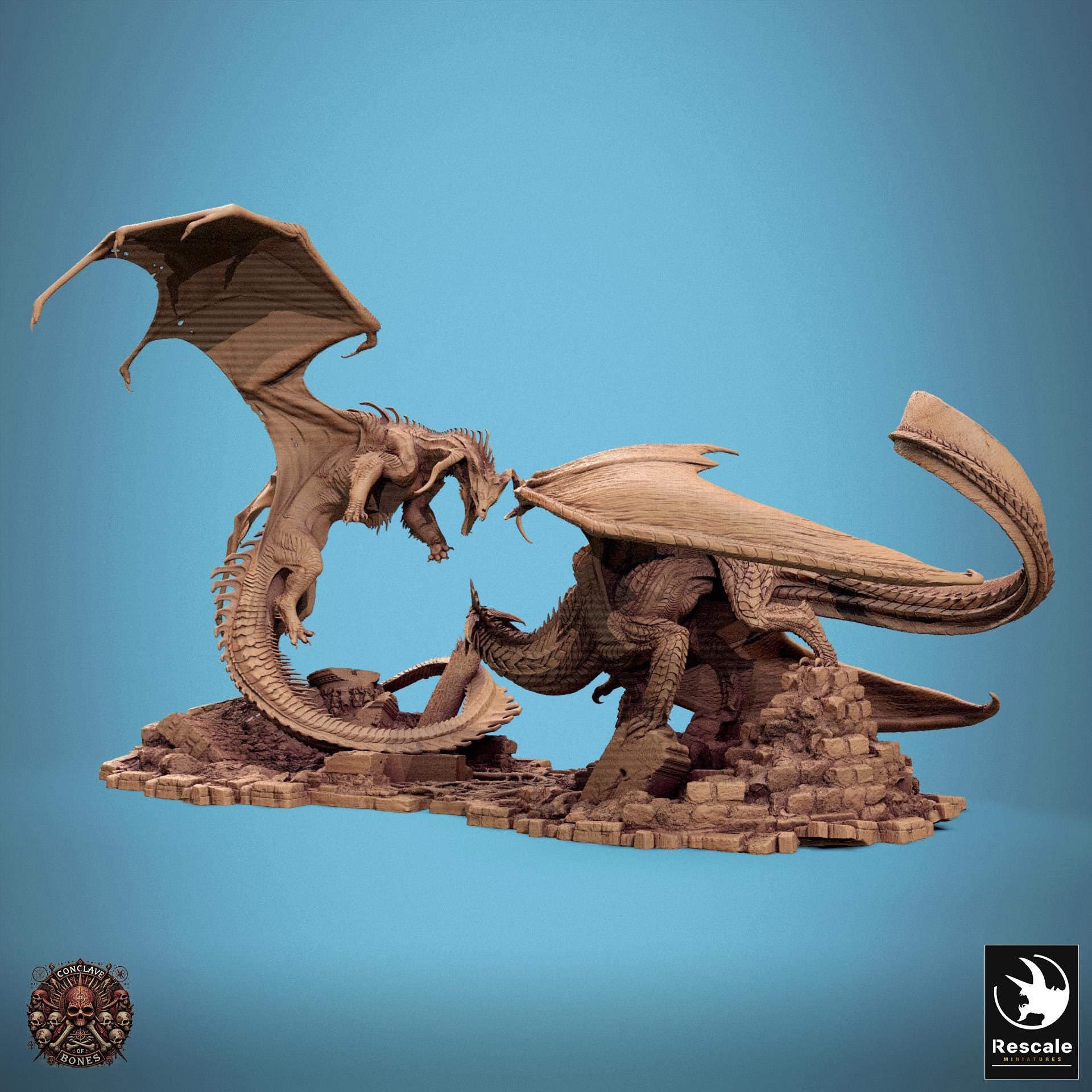 Black Dragon vs Silver Dragon, Lord of the Print | Dungeons and Dragons | Pathfinder | Table Top RPG | 3D Printed Model