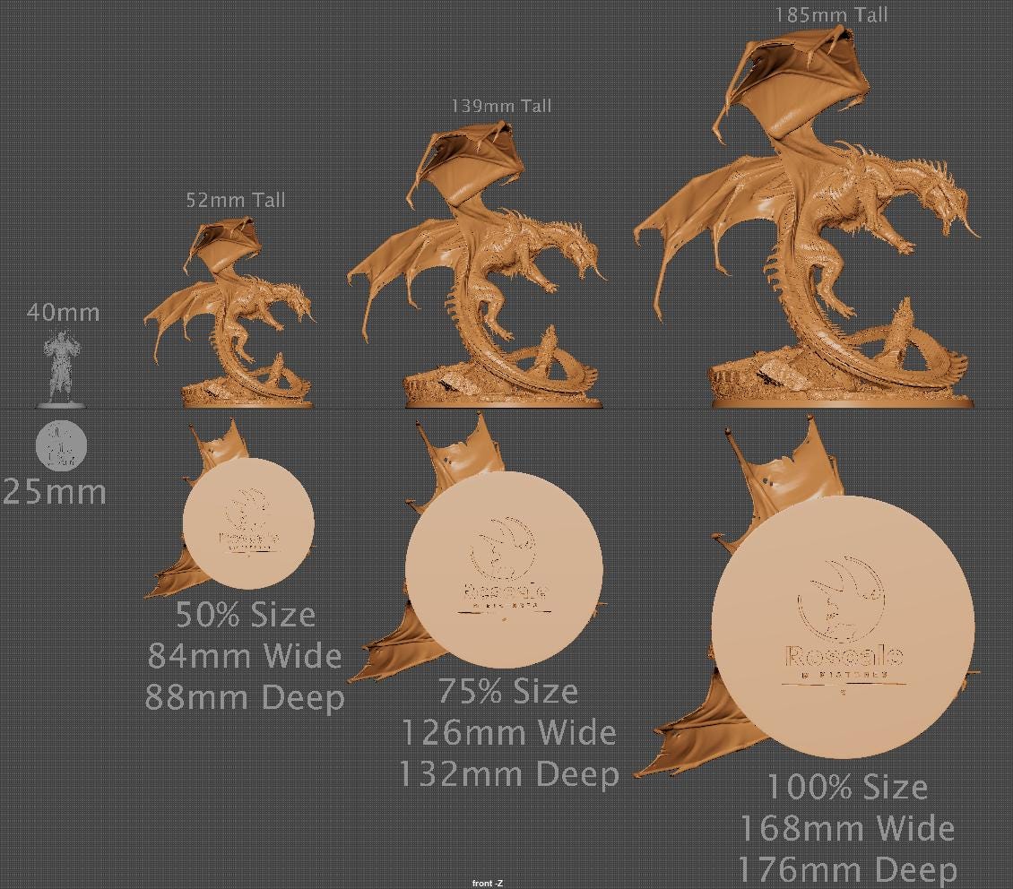 Black Dragon, Multiple Pose Options | Aussie 3D Printed Miniatures and Terrain