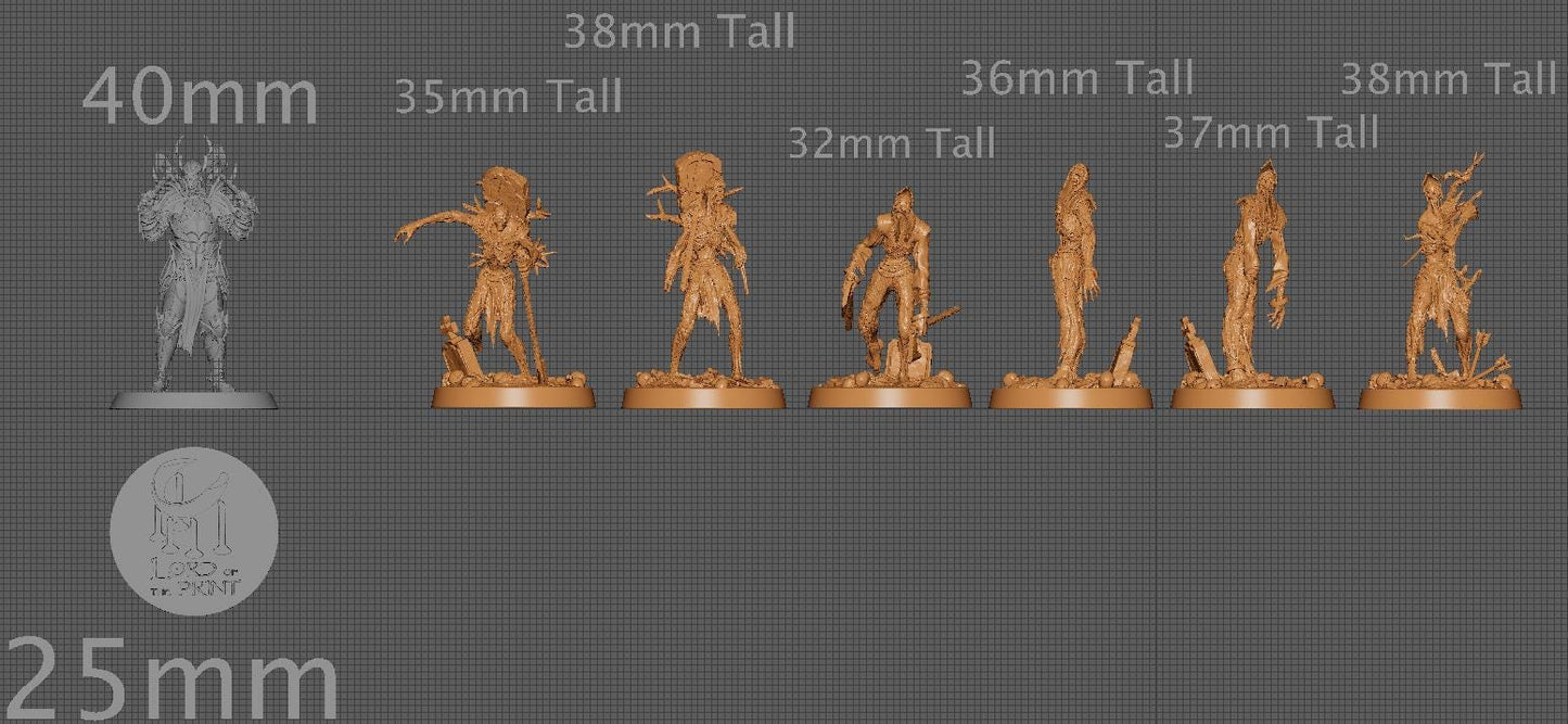 Zombies, Pack 1, Lord of the Print | Dungeons and Dragons | Pathfinder | Table Top RPG | 3D Printed Model