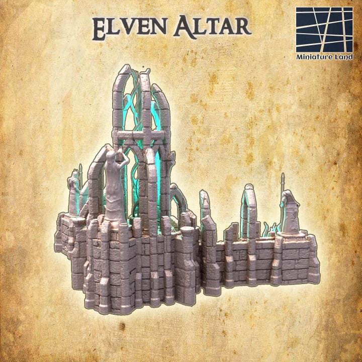 Elvish Altar, Miniature Land | Dungeons and Dragons | Pathfinder | Table Top RPG | 3D Printed Model