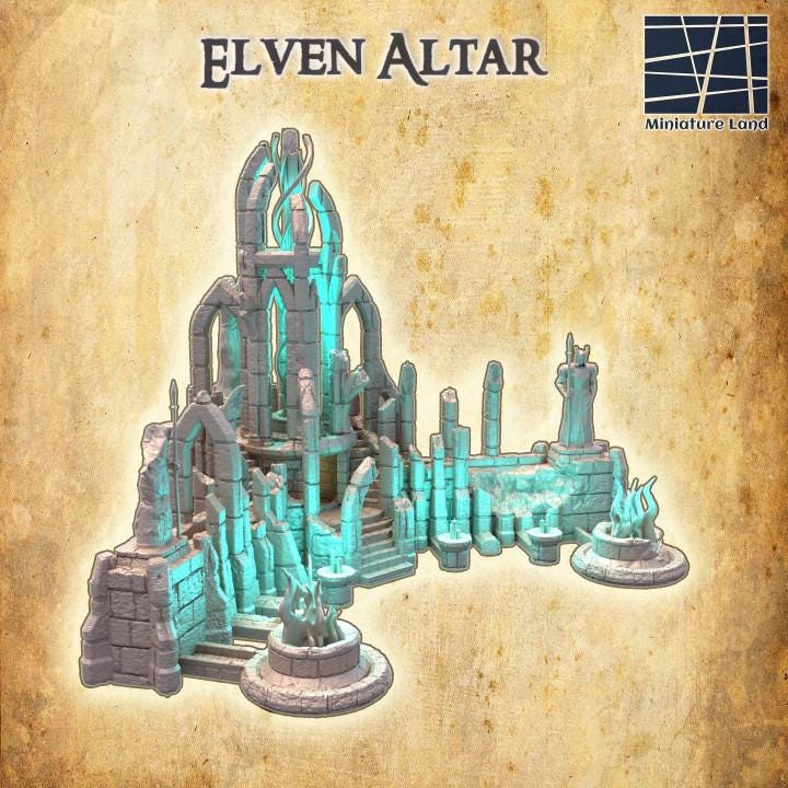 Elvish Altar, Miniature Land | Dungeons and Dragons | Pathfinder | Table Top RPG | 3D Printed Model