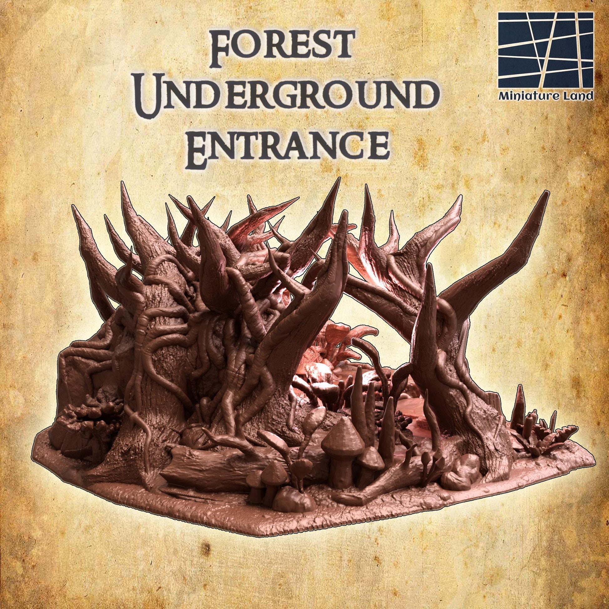 Forest Underground Entrance, Miniature Land | Dungeons and Dragons | Pathfinder | Table Top RPG | 3D Printed Model