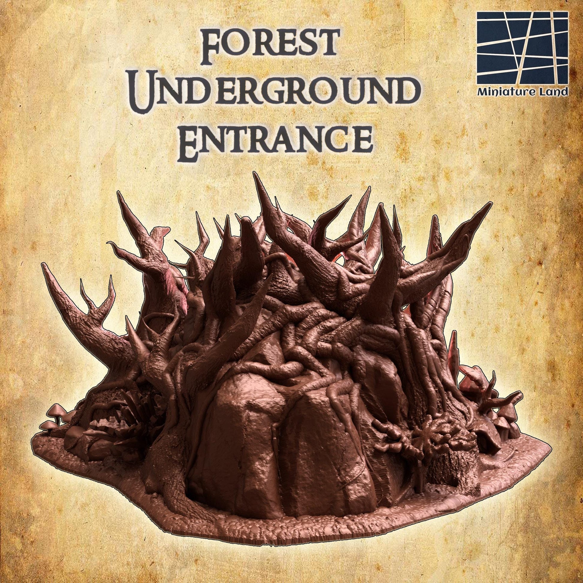 Forest Underground Entrance, Miniature Land | Dungeons and Dragons | Pathfinder | Table Top RPG | 3D Printed Model